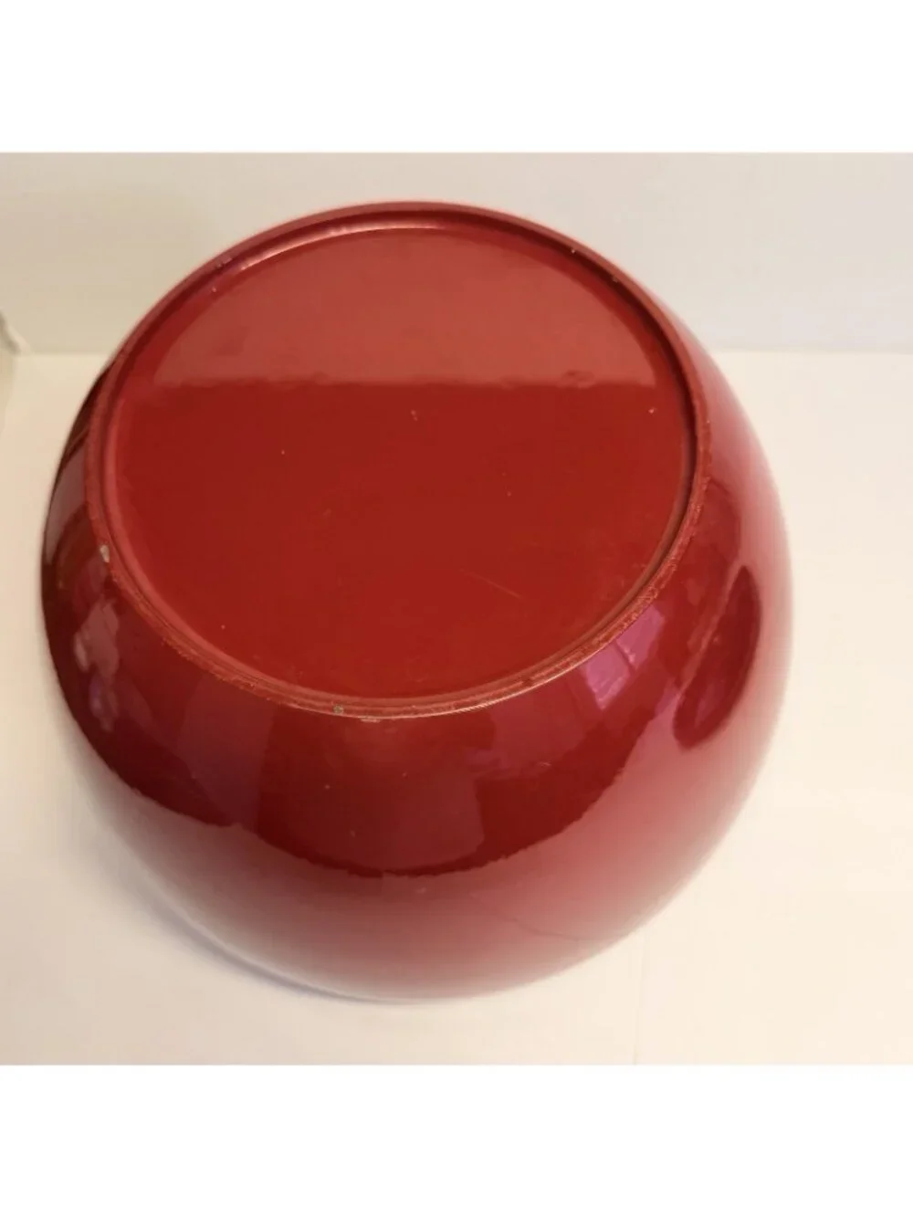 Japanese Wood Red Lacquer Ohitsu Rice Serving Bowl Mother of Pearl Inlay